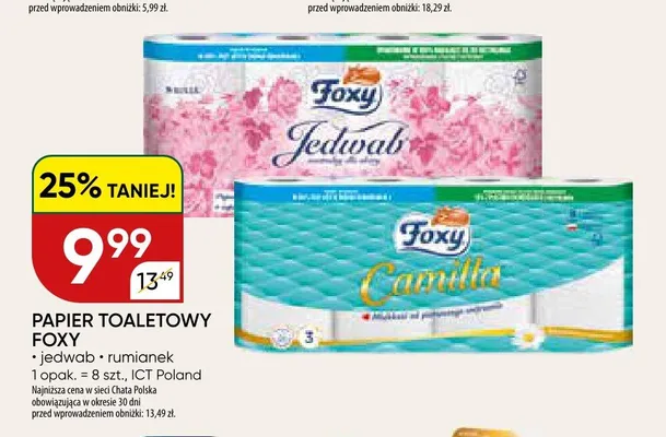 Papier toaletowy Foxy Jedwab promocja w Chata Polska