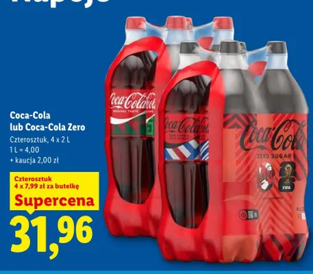 Napój gazowany Coca-Cola 4-pak 2 l promocja w Lidl