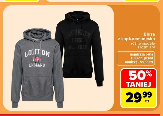 Bluza z kapturem męska promocja w Carrefour