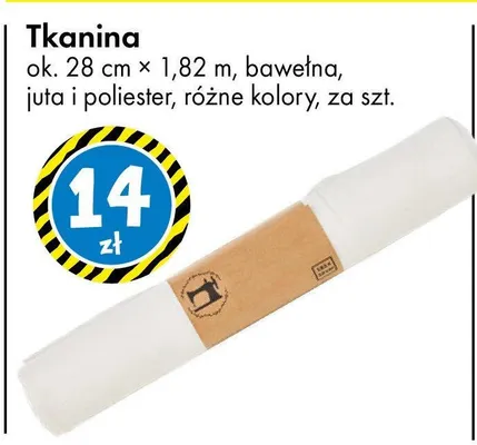 Tkanina ok. 28 cm × 1,82 m, bawełna, juta i poliester, różne kolory promocja w Tedi