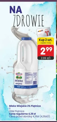 Mleko wiejskie Piątnica 2% promocja w Market Point