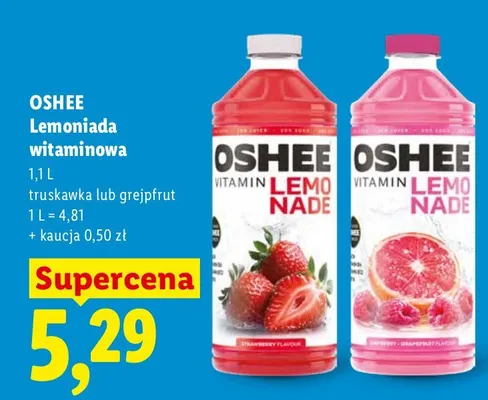 Lemoniada witaminowa Oshee truskawka promocja w Lidl
