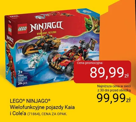 Klocki LEGO Ninjago Wielofunkcyjne pojazdy Kaia i Cole'a 71864 promocja w Smyk