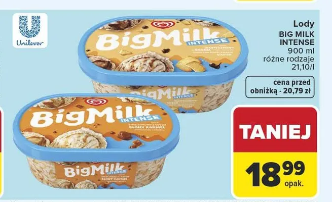 Lody Big Milk Intense promocja w Carrefour