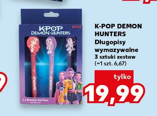 Długopisy wymazywalne K-Pop Demon Hunters 3-pak promocja w Kaufland