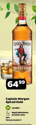 Napój alkoholowy na bazie rumu Captain Morgan Spiced Gold promocja w Netto