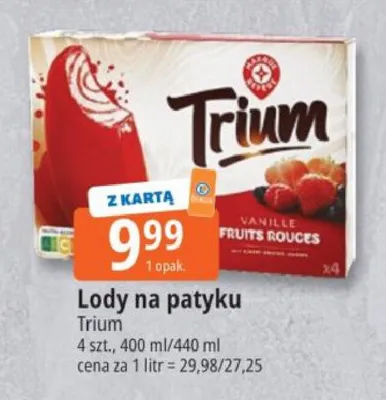 Lody na patyku Trium Vanille Fruits Rouges promocja w Leclerc