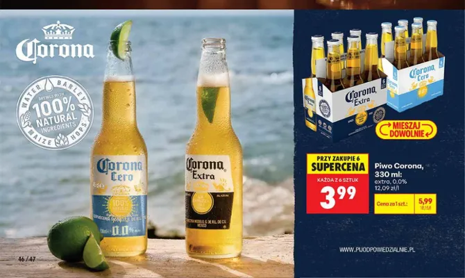 Piwo bezalkoholowe Corona Cero promocja w Biedronka