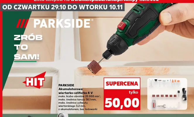 Akumulatorowa wiertarko-szlifierka Parkside promocja w Kaufland