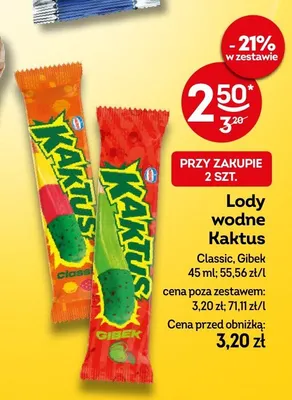 Lody wodne Kaktus Classic promocja w Żabka