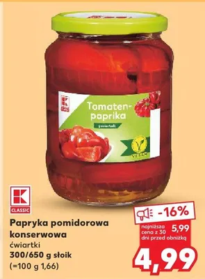 Papryka pomidorowa konserwowa ćwiartki promocja w Kaufland