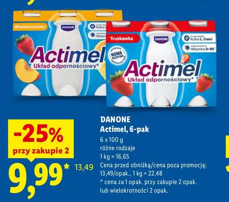 Actimel truskawka 6-pak Danone promocja w Lidl