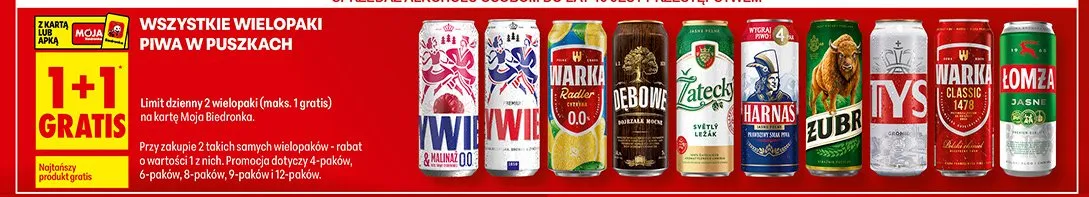 Wszystkie wielopaki piwa w puszkach promocja w Biedronka