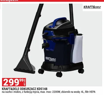Odkurzacz KRAFT&DELE KD5148 na sucho i mokro z funkcją mycia max. moc: 2200W zbiornik na wodę: 4l filtr HEPA promocja w Merkury Market