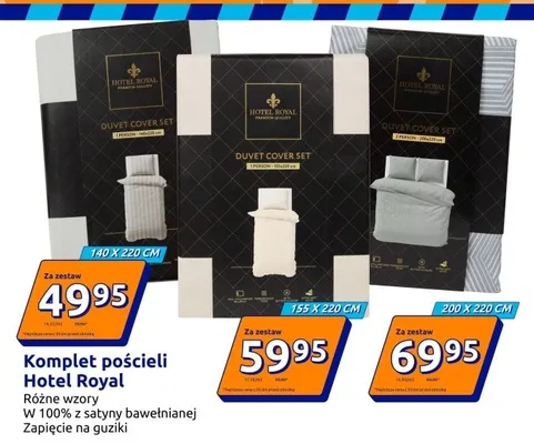 Komplet pościeli Hotel Royal 155x220cm 100% satyna bawełniana zapięcie na guziki promocja w Action