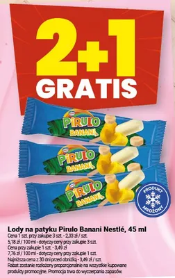 Lody na patyki banan Piruło Nestlé promocja w Twój Market
