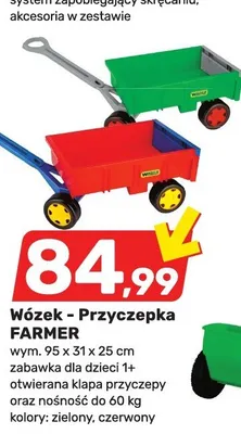 Wózek - Przyczepka FARMER wym. 95x31x25cm promocja w Bricomarche