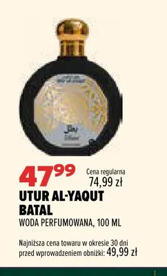 Woda perfumowana Utur Al-Yaqut Batal promocja w Drogerie Natura