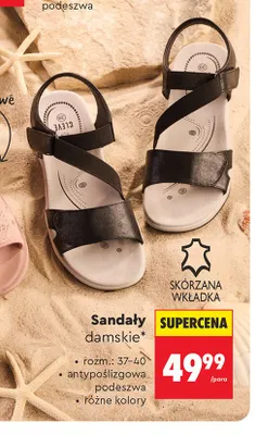 Sandały damskie skórzana wkładka Clevé promocja w Biedronka