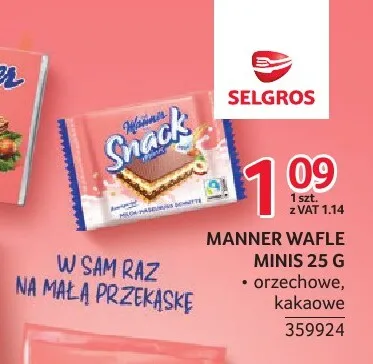 Wafle Manner Minis kakaowe promocja w Selgros