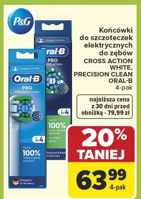 Końcówki do szczoteczek elektrycznych do zębów Cross Action White, Precision Clean promocja w Carrefour