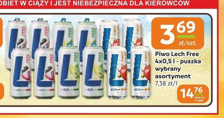 Piwo bezalkoholowe Lech Free 4-pak promocja w Gama
