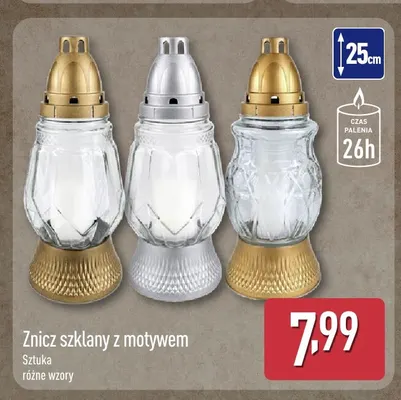 Znicz szklany z motywem promocja w Aldi