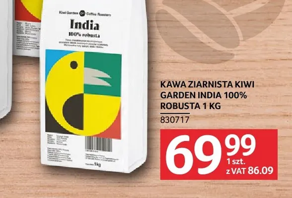 Kawa ziarnista Kiwi Garden India 100% robusta promocja w Selgros