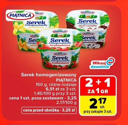 Serek homogenizowany truskawkowy Piątnica promocja w Carrefour