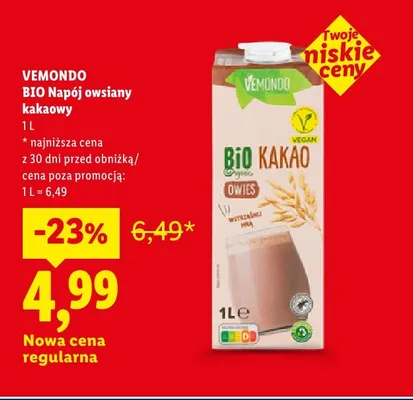 BIO Napój owsiany kakaowy Vemondo promocja w Lidl