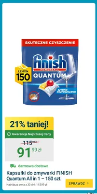 Kapsułki do zmywarki Finish Quantum All in 1 promocja w ERLI