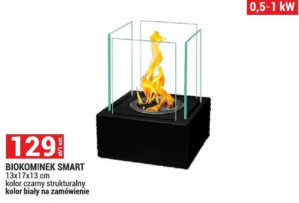 Biokominek Smart 19x17x13cm kolor czarny strukturalny promocja w Merkury Market