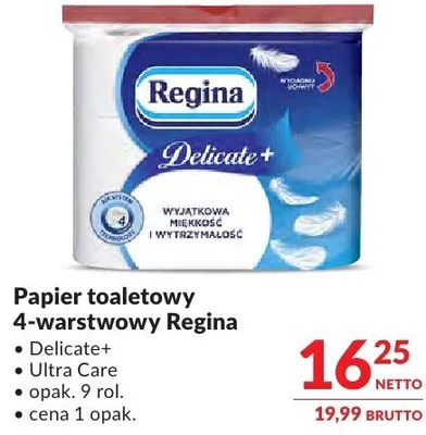 Papier toaletowy 4-warstwowy Regina Delicate+ Ultra Care promocja w Makro