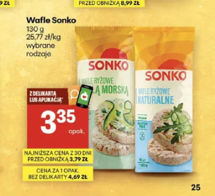 Wafle ryżowe naturalne Sonko promocja w Delikatesy Centrum