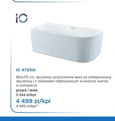 Wanna przyścienna IO Atena promocja w Blu Salony Łazienek