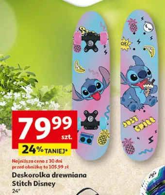 Deskorolka drewniana Stitch Disney 24" promocja w Auchan