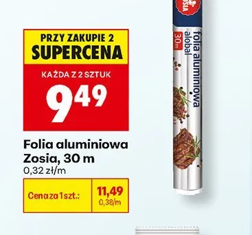 Folia aluminiowa Zosia 30 m promocja w Biedronka