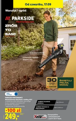 Akumulatorowa dmuchawa z turbiną 40V Parkside Performance promocja w Lidl