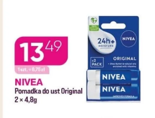 Pomadka do ust NIVEA Original 2-pak 4,8g promocja w Drogerie Koliber