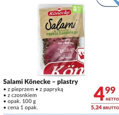 Salami Könecke - plastry z pieprzem z papryką z czosnkiem promocja w Makro