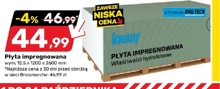 Płyta impregnowana Knauf promocja w Bricomarche