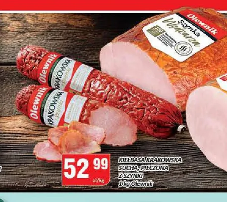 Kiełbasa krakowska sucha pieczona z szynki Olewnik promocja w Chorten