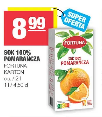 Sok pomarańcza Fortuna 100% promocja w SPAR