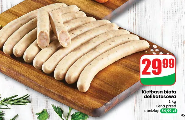 Kiełbasa biała delikatesowa promocja w Dino