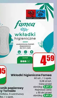 Wkładki higieniczne Famea promocja w Dino