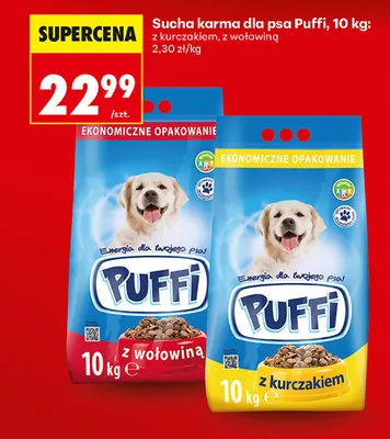 Sucha karma dla psa Puffi z kurczakiem promocja w Biedronka