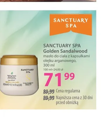 Masło do ciała z kapsułkami olejku arganowego Golden Sandalwood Sanctuary Spa promocja w Hebe