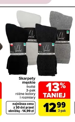 Skarpety męskie frotté 3-pak Vento promocja w Carrefour