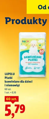 Płatki bawełniane dla dzieci i niemowląt promocja w Lidl