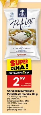 Chrupki kukurydziane Pufuleti sól morska 80g promocja w Twój Market